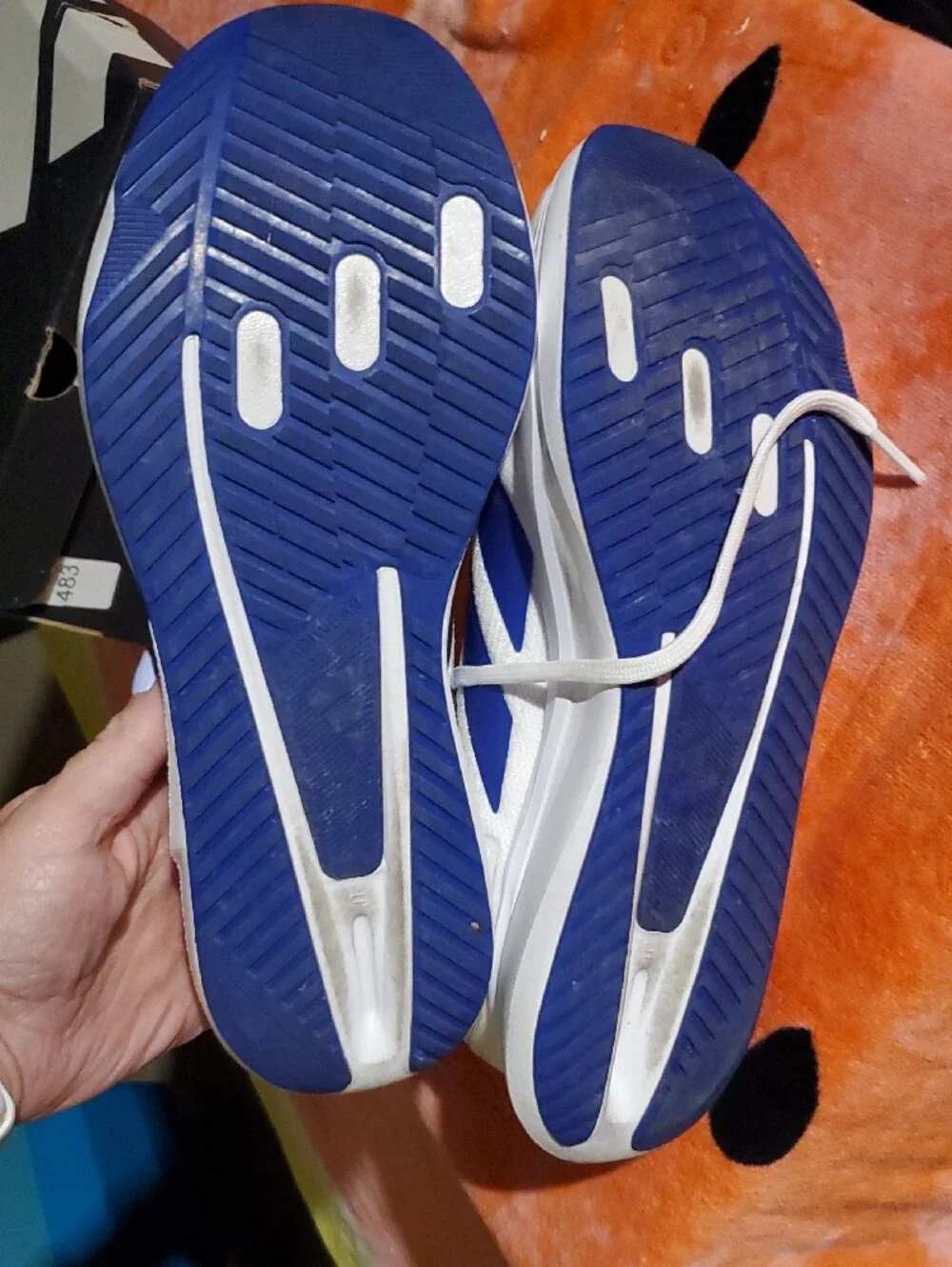adidas Men’s White and Blue Athletic Sneakers